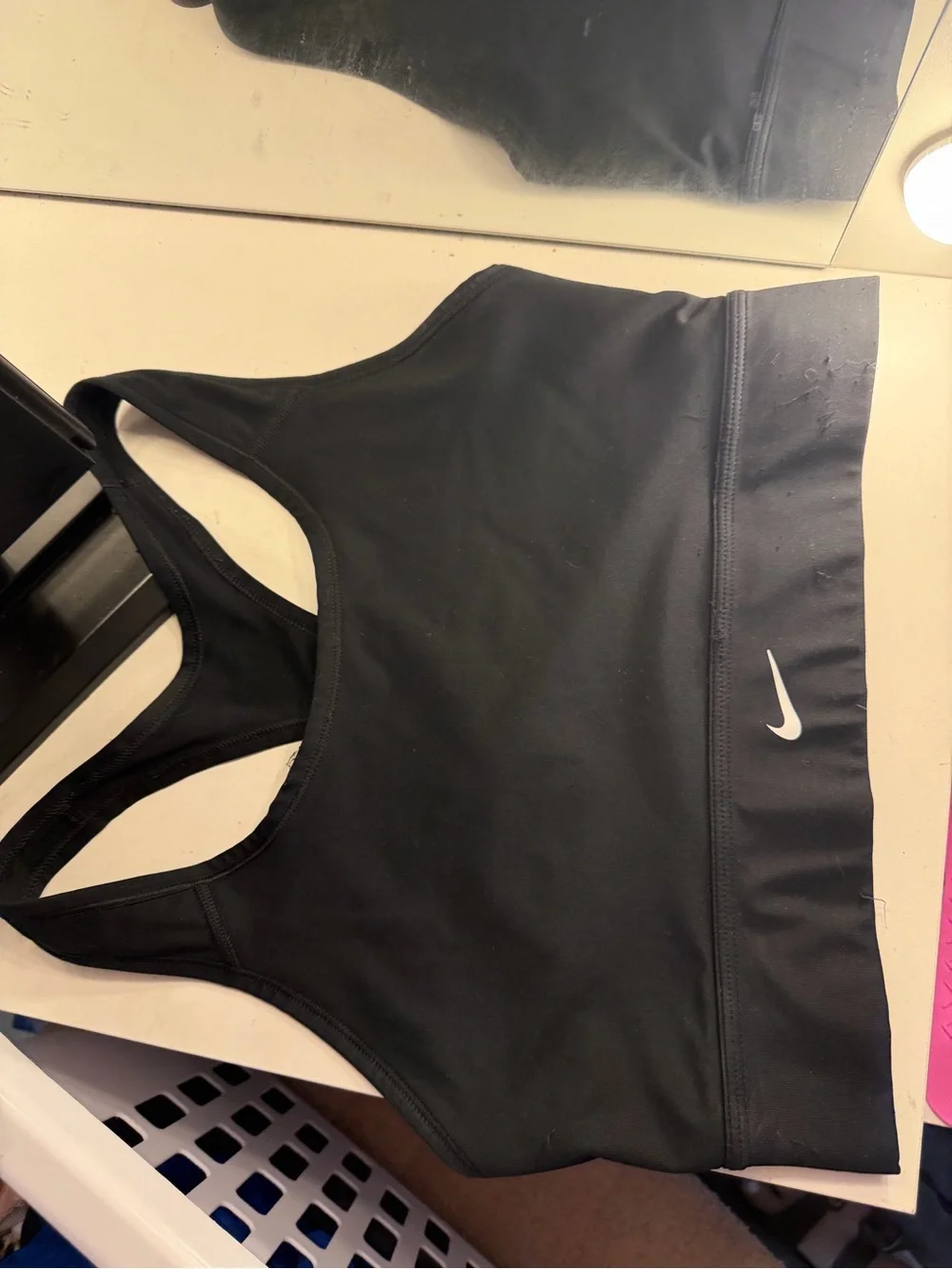 Nike Black Racerback Sports Bra with White Swoosh